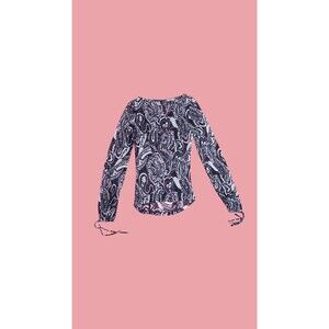 Y2K CHARLOTTE RUSSE PAISLEY Long Sleeve Mesh Blouse W/Adjustable Cuffs. S-M